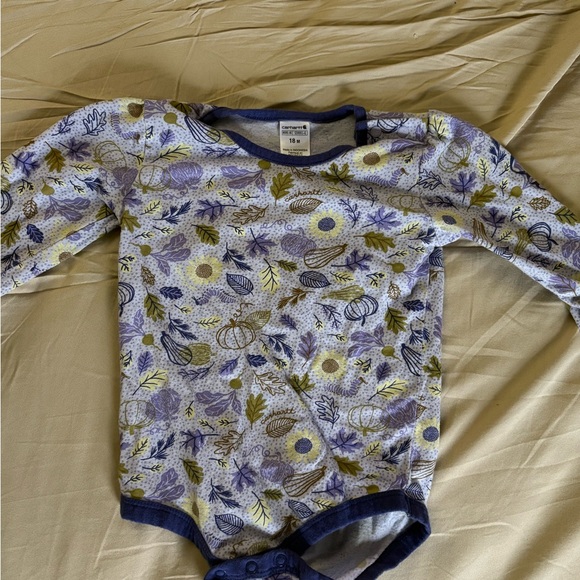 Carhartt Other - Carhartt Purple and Green Floral Baby Bodysuit
